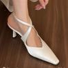 Fashion 2025 New Brand Women Slipper Fashion Pointed Toe Slip On Ladies Elegant Mules Shoes Thin Low Heel Outdoor Dress Pumps