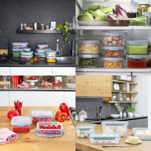 CURVER Smart Fresh Rectangular Food Storage Container, 1.0L | Food Storage Container, Plastic Container, Microwave, Dishwasher, and Freezer Safe, CV-0