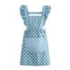 Twill Cotton Apron with Polka Dot & Ruffle Straps Water-Resistant Kitchen Apron for Cooking Baking Breathable Large Front Pocket Home Apron