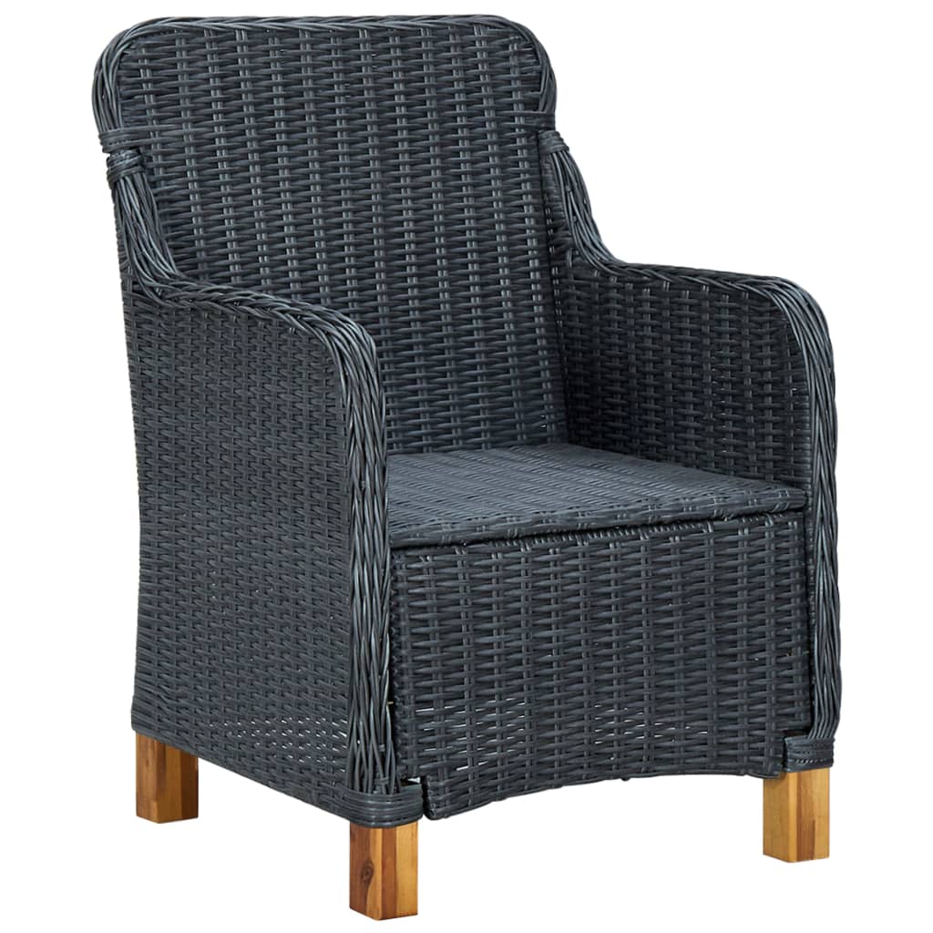 VidaXL Gartenstühle mit Kissen 2 Stk. Poly Rattan Dunkelgrau