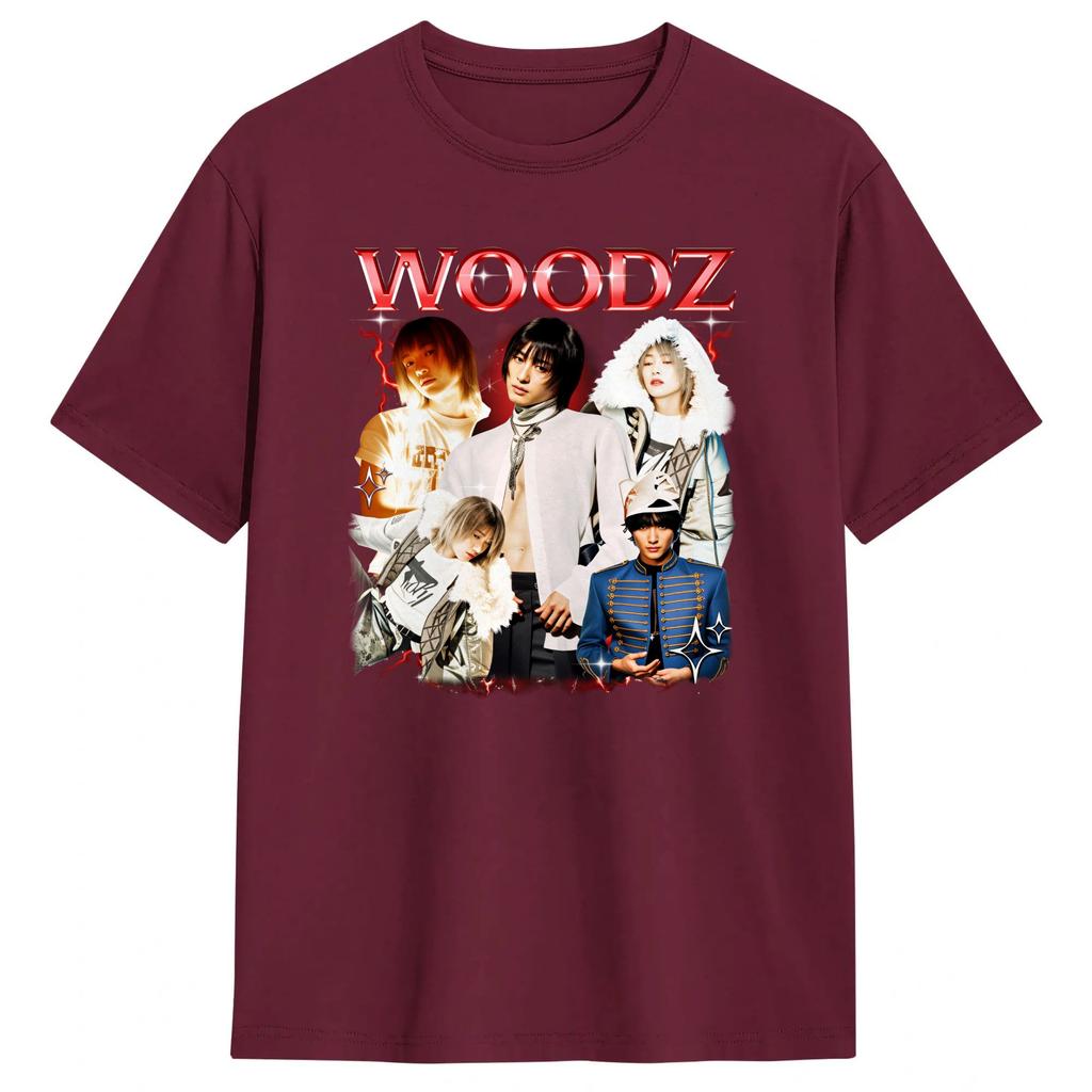 WOODZ World Tour  T-Shirts for Men  Fashion Cotton Tee Shirt Round Collar Short Sleeve T Shirt Plus Size Clothing