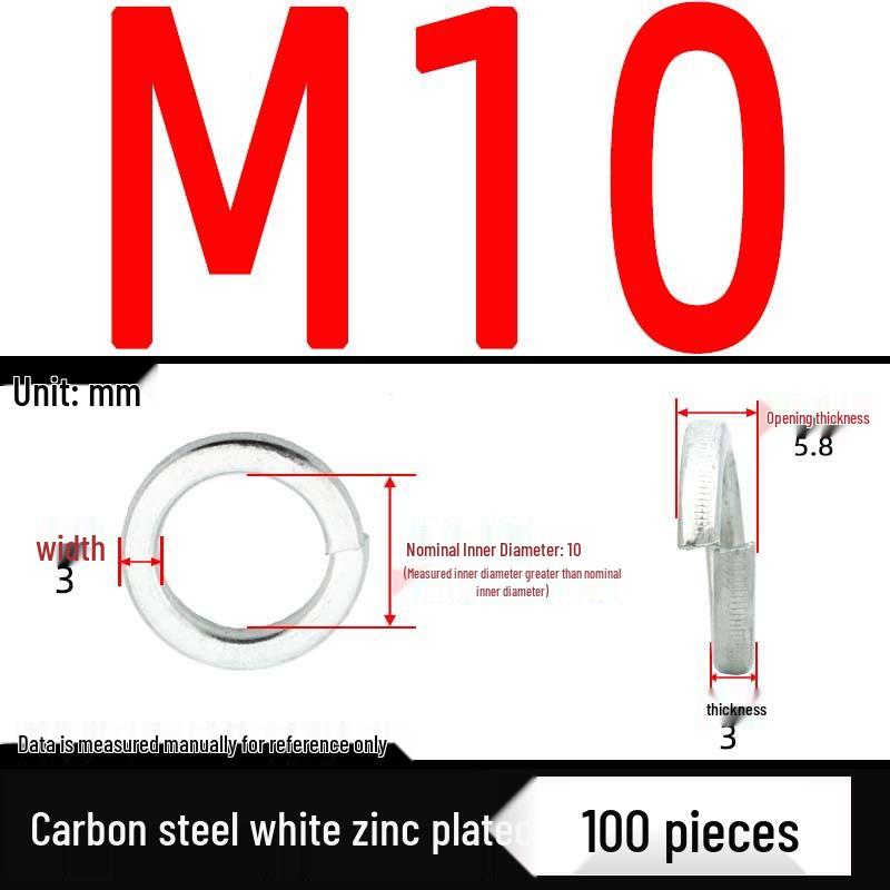 Galvanized Iron Spring Washers: Metal Elastic Open Washers for M3-M30