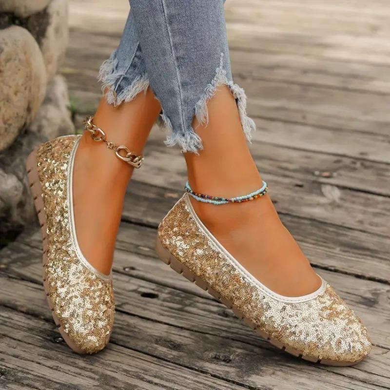 Fashion Women Flats Autumn Elegant Comfort Leather Shoes Casual Round Toe Flat Sneakers Fashion Glitter Boat Loafers Zapatos De Mujer