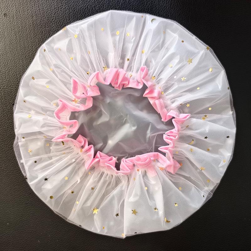 Vodotěsná síťovaná koupací čepice ve stylu korejském pro ženy – Dvouvrstvá PEVA koupací čepice