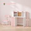 Kids Desk and Chair Set for 5-12 Years Old with Bookshelf, Pen Holder, Adjustable Tablet Stand, Pink