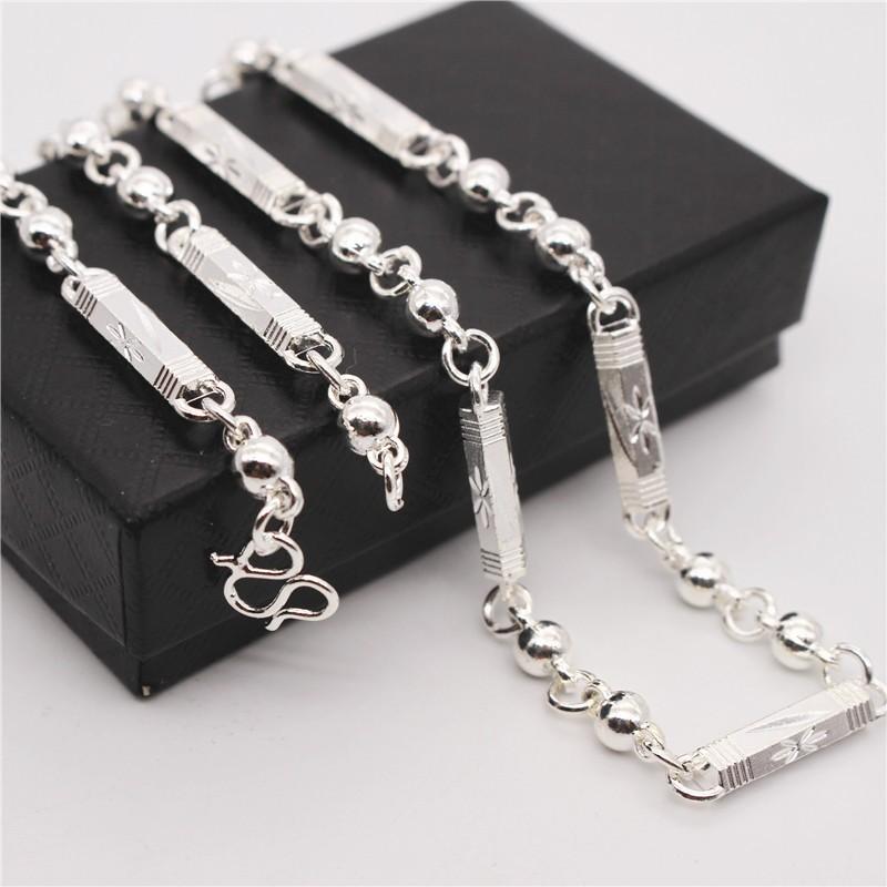 Silver Plated Silver Necklace Trendy Men Dragon Cloth Pattern Silver Necklace Imitation Silver Faucet Necklace Jewelry Men