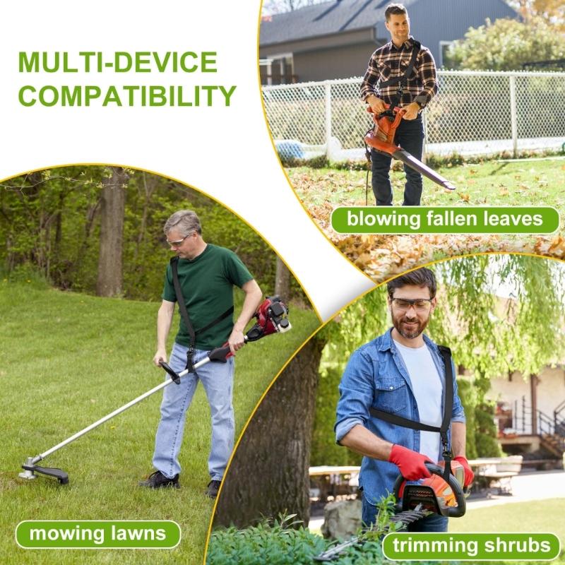 String Trimmer Shoulder Harness Adjustable Nylon Padded Carry Support for Lawn Trimming and Yard Maintenance, Fits Tool Shafts Under 3 Inches