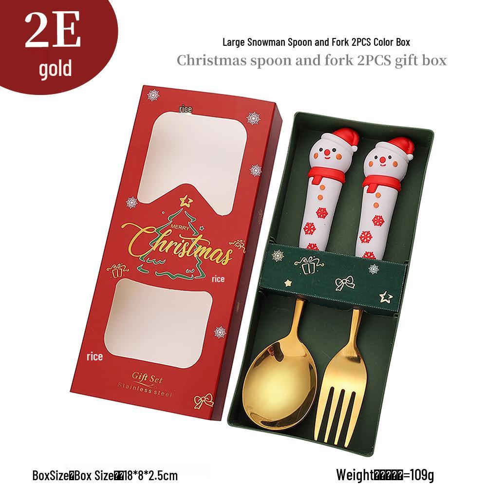 Cross-border Cute Cartoon Christmas Tree Cutlery Set: Spoon, Fork & Gift Box