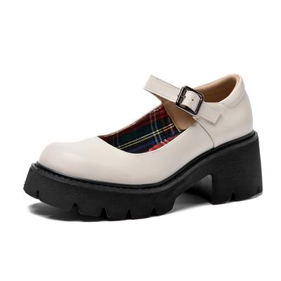 Mary Jane Sko Dame Vår Retro Tykksåler Loafers i britisk stil Lakklær Studentsko Dame