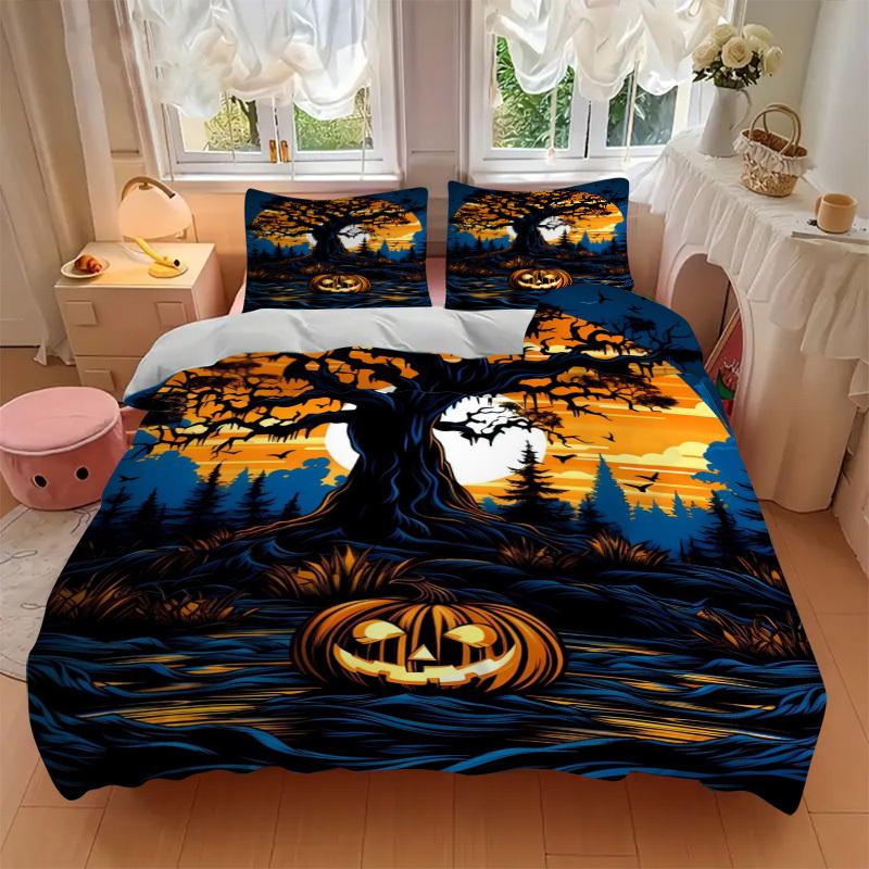 3pcs Spooky Forest Scene Duvet Cover Set -Includes 1 Duvet Cover and 2 Pillowcases, No Quilt Core, All-Season Home Decor  Yy251111187