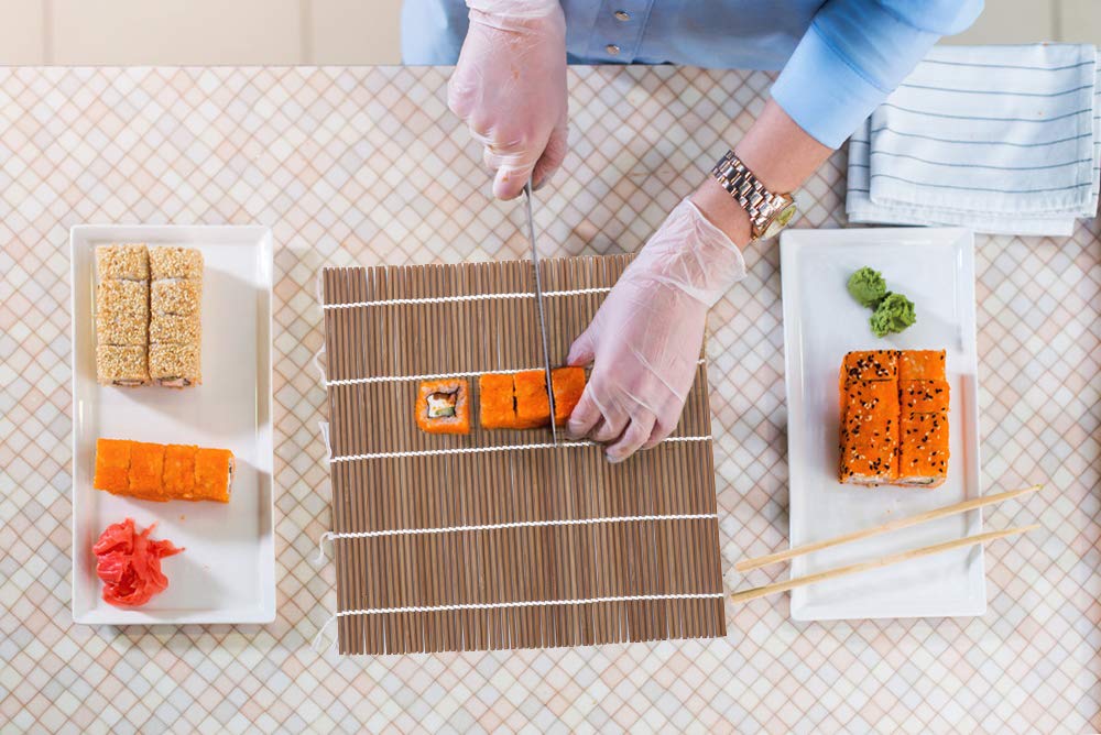 HTB Bambus Rulat Sushi Lat pentru Sushi pentru Făcut Covoraș Sushi, 24x24cm, Antibacterian, Gură, Rulouri, Ehomaki, Setsubun, Verde, Rulouri, Gourmet, Camping,