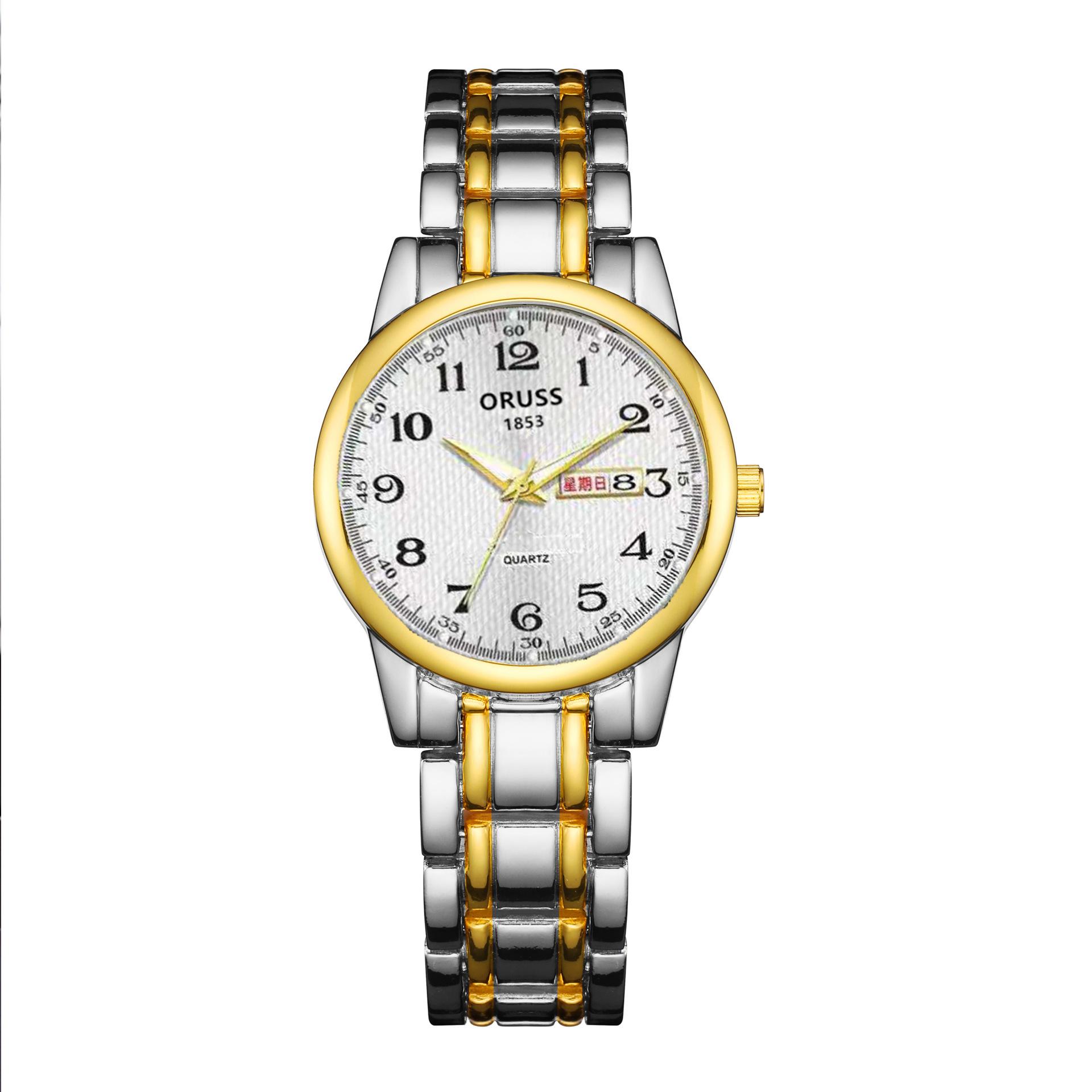 Round Luminous Pointer Calendar European And American Watches Digital Women S Movement Luminous Waterproof Calendar Non-Mechanical Men S Watch