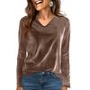 Blusa da Donna a Maniche Lunghe con Scollo a V in Velluto, Casual, Vestibilità Larga, Top a Maglia, Camicia Morbida e Leggera per l'Uso Quotidiano