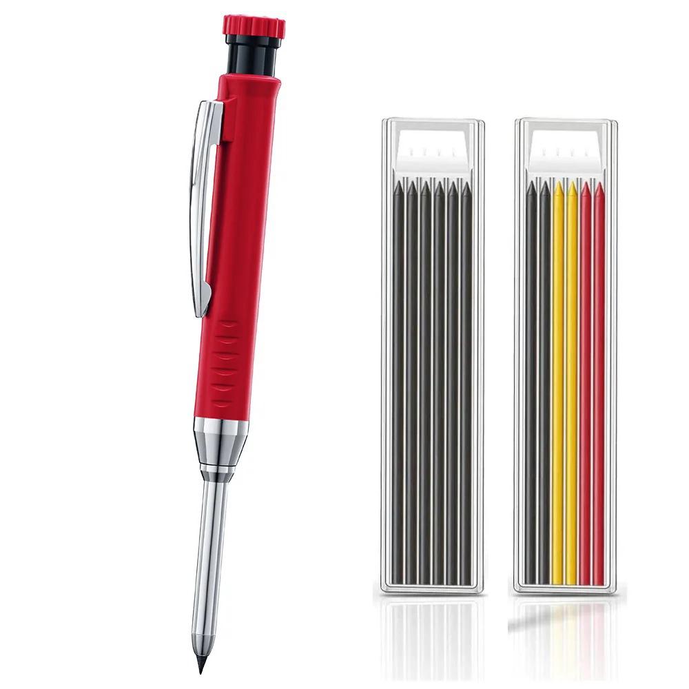2.8mm Solid Carpenter Pencil Mechanical Pencil with Built-in Sharpener Carpentry Long Head Carpenter Pencil Stationery Supply