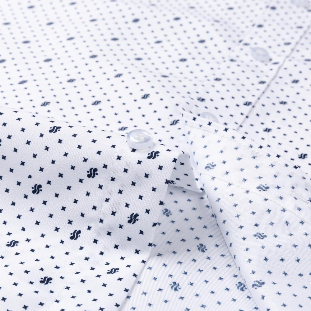 Men's 65% Cotton Long Sleeve Printed Check Dress Shirt Single Patch Pocket Regular-fit Comfortable Versatile Thin Casual Shirts