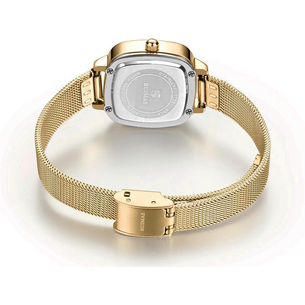 "Fashion Quartz Women's Watch Gold Slim Mesh Band Waterproof Simple Design"