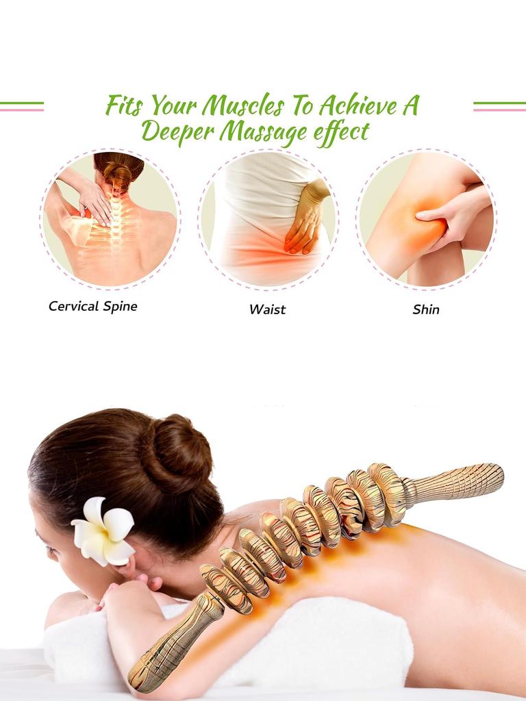 Multifunctional Wooden Massage Roller for Full-Body Muscle Relief Smooth Polished Abdominal Massager Portable Stress-reducing