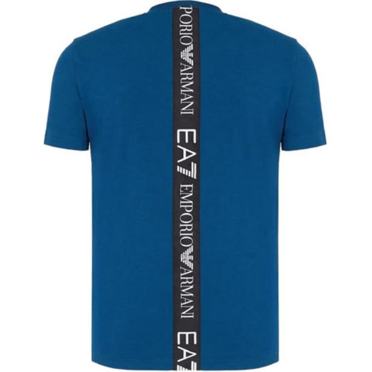 Emporio Armani EA7 SS22 Letter Print Crew Neck Short Sleeve T-Shirt Men Tops Navy-Blue 6HPT11-PJ03Z-15460