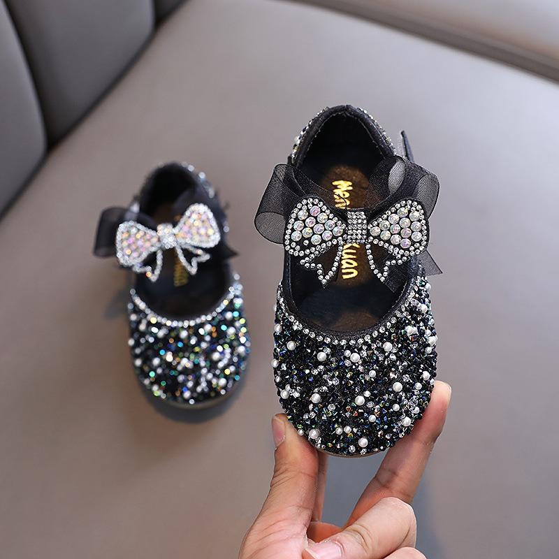 Summer new Korean style girls' princess little girl bow strap leather single shoes