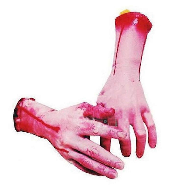 1 Pair Realistic Hands Prop Horror Bloody Fake Body Parts Severed Arm Hand Halloween Props