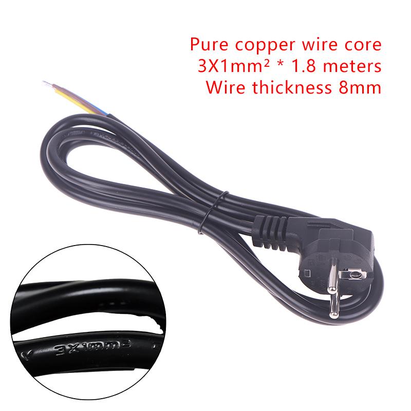 1 Stk. 16A Europäischer Standard Offenes Ende Halbfertiges Kabel 3-polig 0,75/0,5/1,0/1,5/2,5 Kupfer Stromkabel 1,5/1,8M EU-Stecker Stromkabel