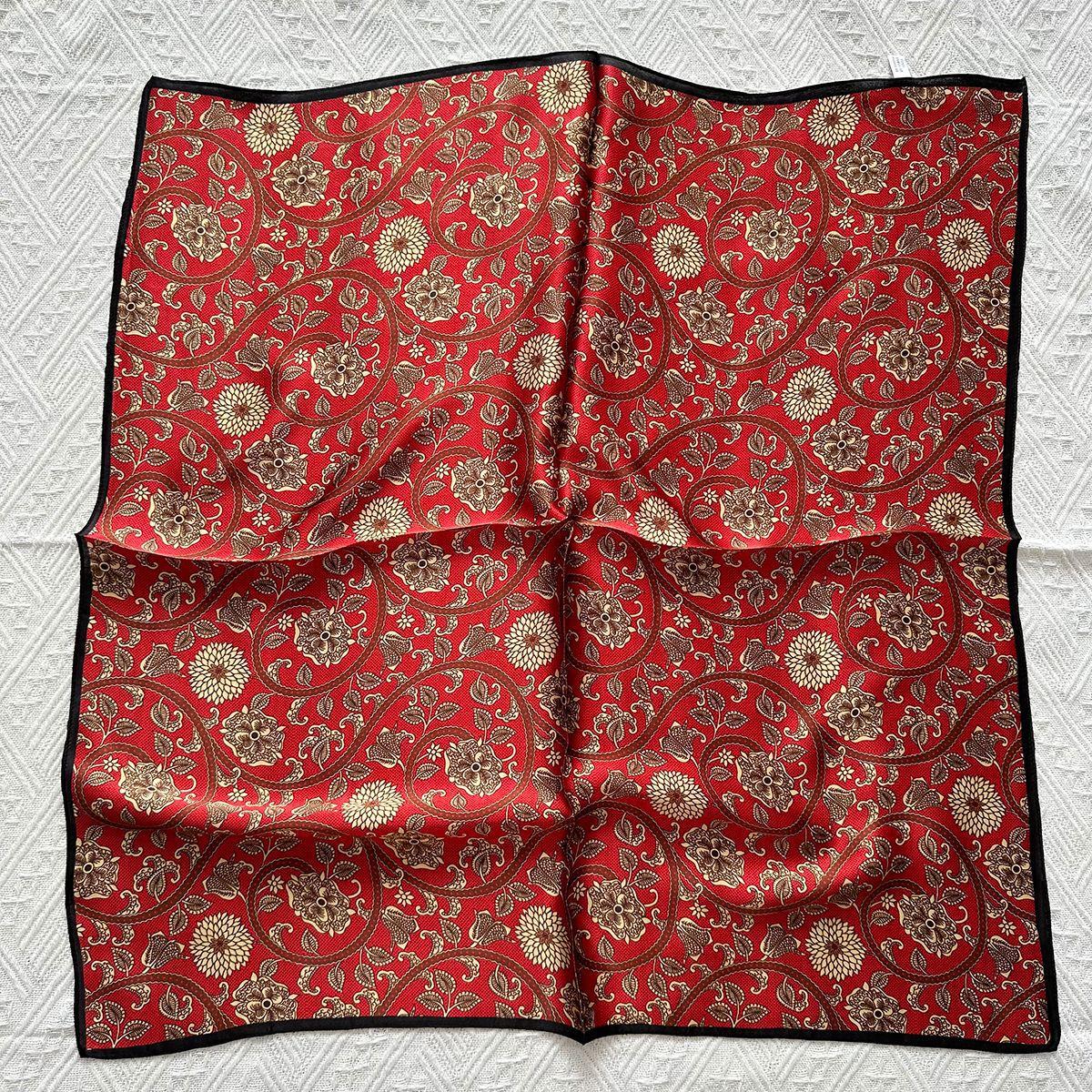 Red Paisley silk scarf women s autumn and winter versatile small daisy print 100% mulberry silk scarf factory direct sales 68*68cm