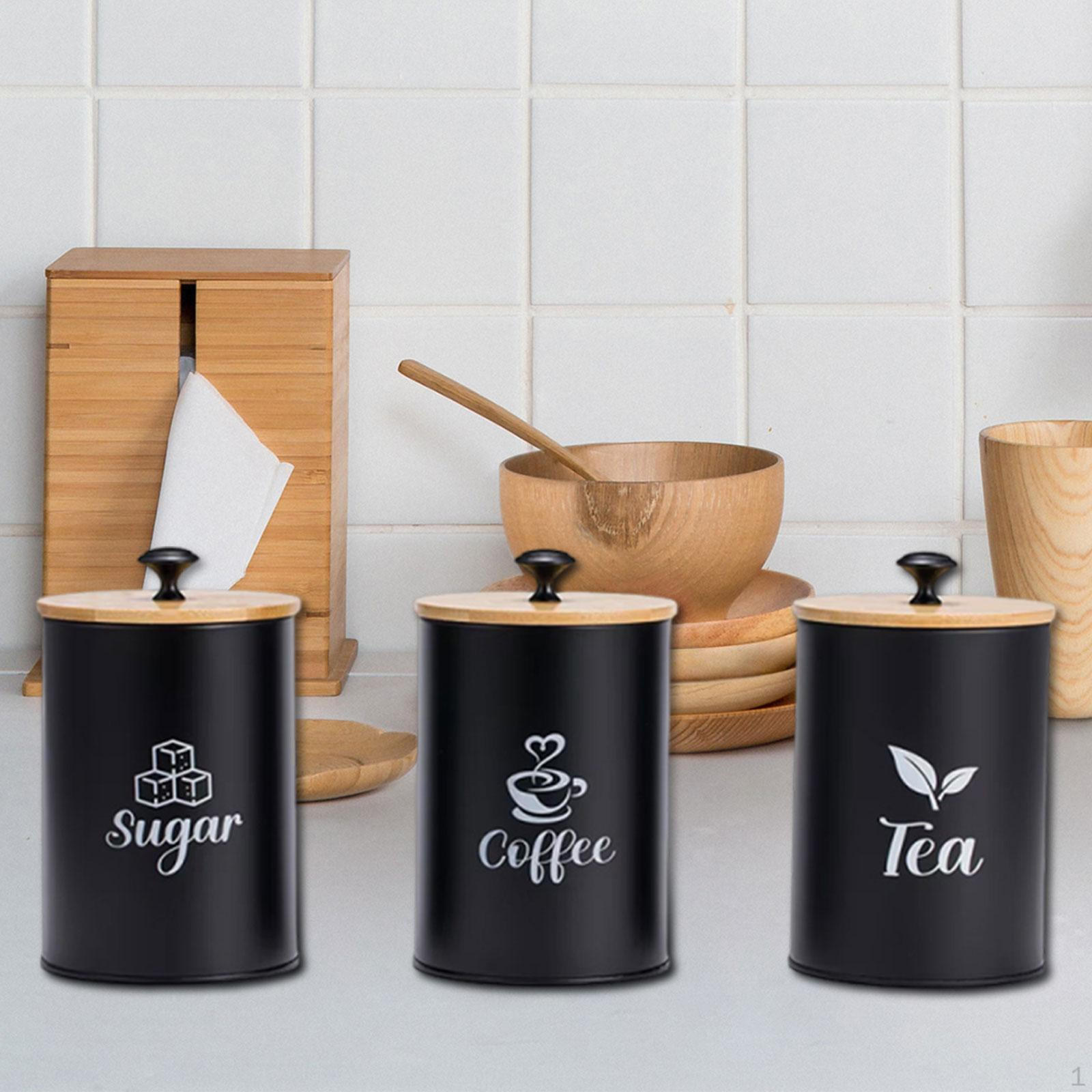 3 Pieces Coffee Sugar Tea Storage Jars Organizer Kitchen Decor Container Set 3236₽