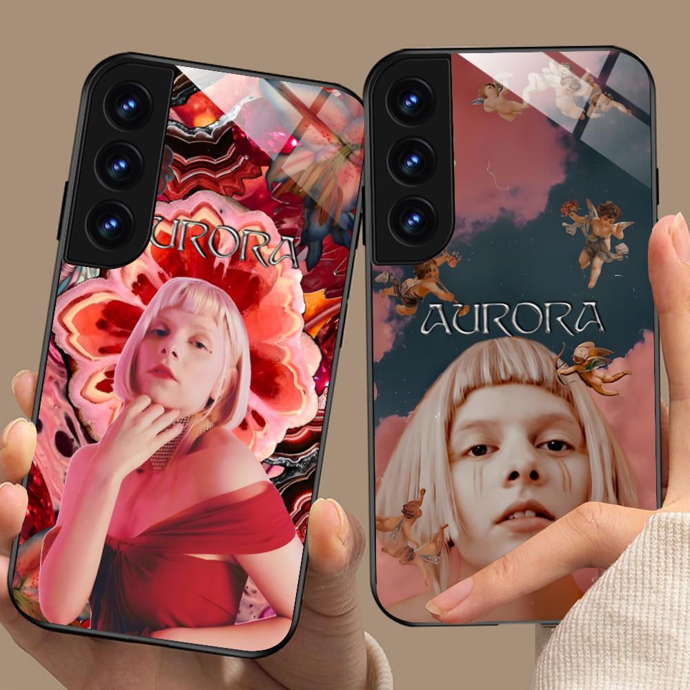 Aurora Aksnes Glass Mobile Phone Case for Samsung Galaxy S26 S25 S24 S23 S22 S21 S20 Note20 Plus FE Ultra Colorful Cover