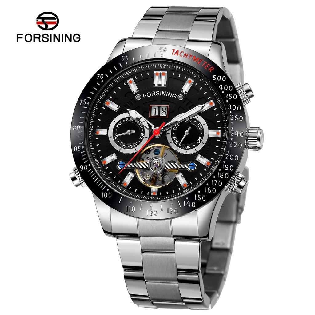 Montre Pour Homme Forsining Branded Stainless Steel Gold Noble Water Resistant Tourbillon Custom Mens Automatic Mechanical Watch
