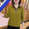 Women's Autumn Plaid Patchwork Collar Shirt, Middle-aged Mother's Temperament, Age-reducing, Large Size