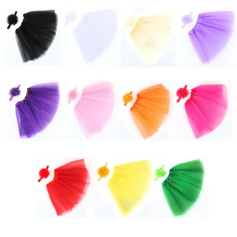Children's Chiffon Flower Baby Set, Baby Photography Gauze Skirt Tutu Skirt Headband Set