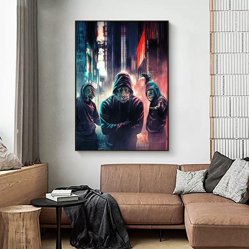 Fantasy Animals Lion Wolf Eagle Bear Tiger Urban Jungle Poster Canvas Painting Vintage Nordic Wall Art Living Room Home Decor