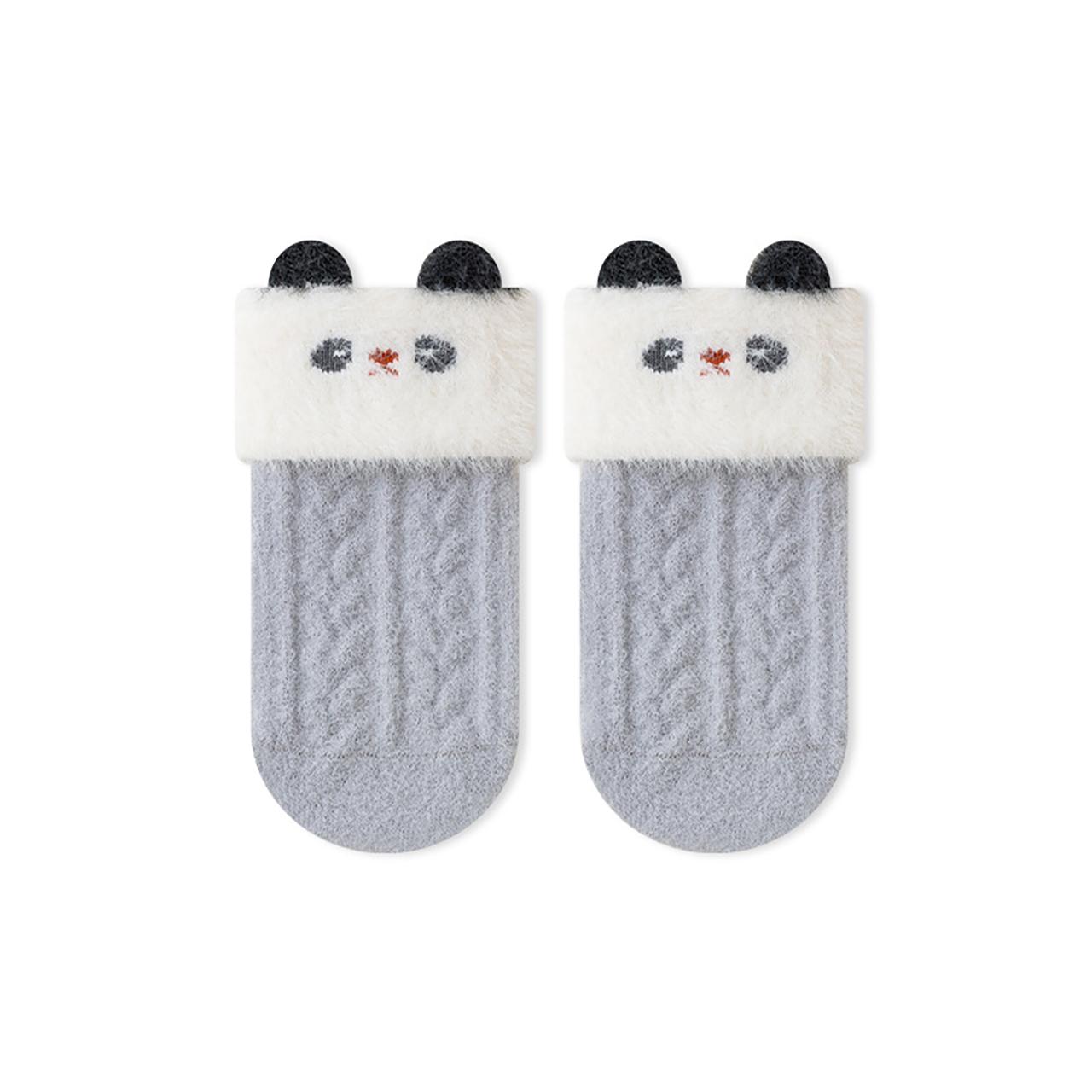 

Cute Animal Baby Winter Socks Mink Fur Warm Mid Tube Socks For Newborn Boy Girl Plush Thermal Sock S серый
