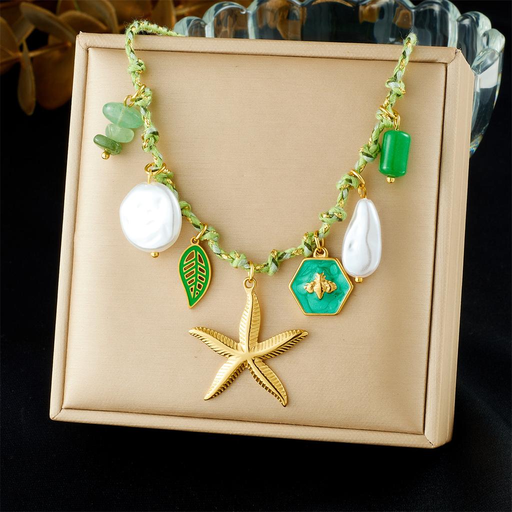 Ocean Themed Necklace for Women Starfish Shell Turtle Pendant Trendy Sea Creature Charm Jewelry