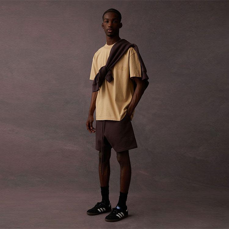 Fear of God Essentials SS Tee With Letter Logo Print Unisex Tops Sand White ESSENTIAL125BT222004F