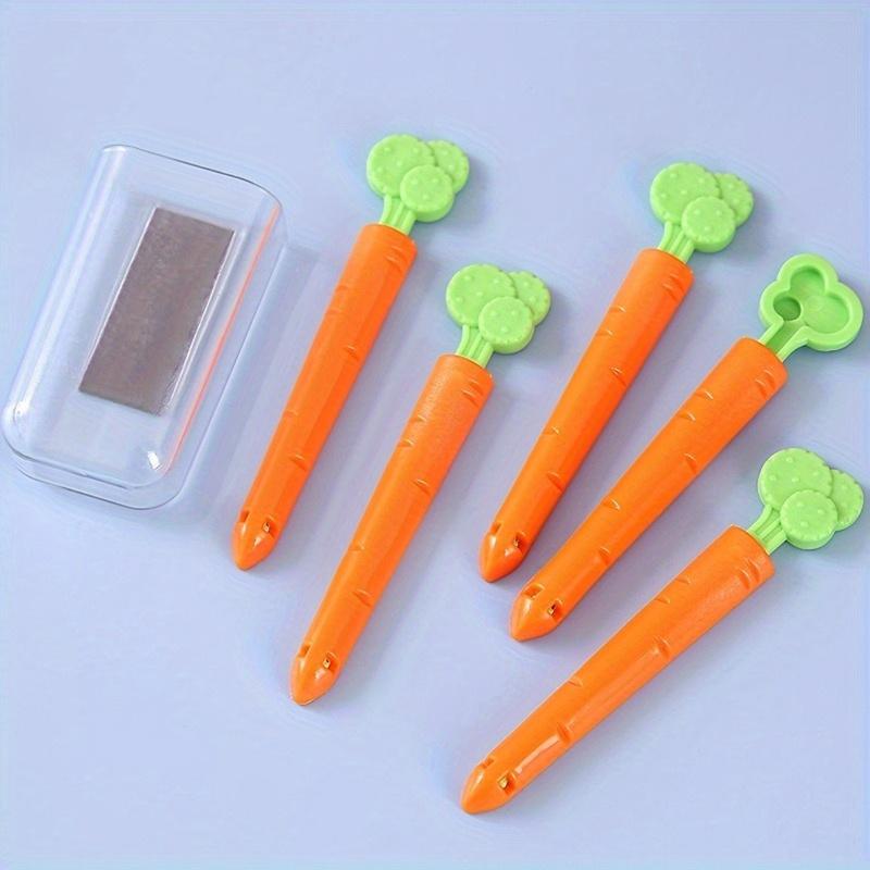 5pcs Carrot Shape Plastic Sealing Clips For Food And Snack Bag, Food Sealing Clips With Storage Box