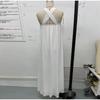 White Halter Dress Loose Off Shoulder Solid Color Causal Sleeveless Dresses Women's Vacation Beach Robe Simple Daily 2025 Summer