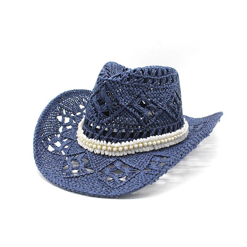 Western Cowboy Straw Hat With Wide Brim For Summer Sun Protection And Outdoor Activities