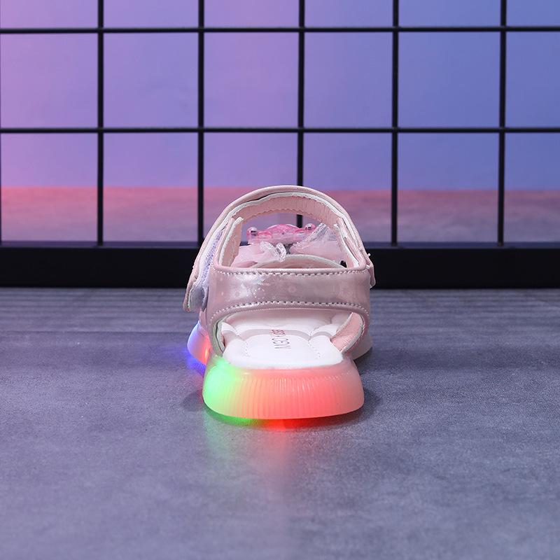 Girls' Light-Up Summer Sandals: Breathable, Non-Slip Toddler Shoes - Cute & Luminous Princess Style.