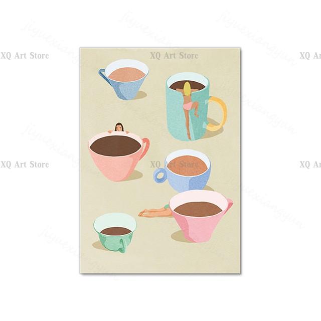 Nordic Poster Pool Party Swim Diving Bathtub Coffee Girl Abstract Wall Art Print Canvas Painting Decor Pictures Living Room Home