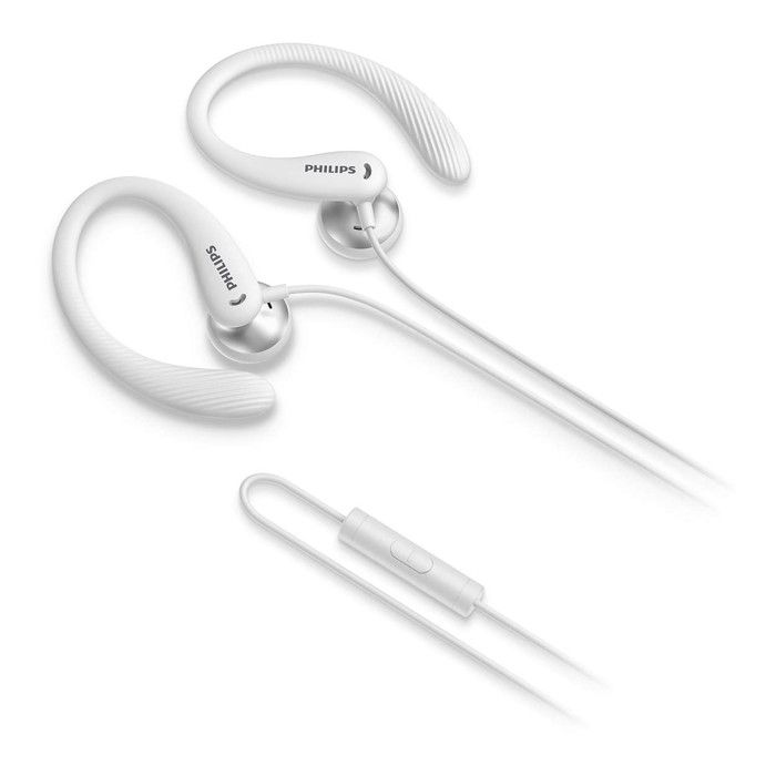 Ecouteurs sport - PHILIPS - Blanc - Intra-auriculaire - Filaire - Résistant à la transpiration