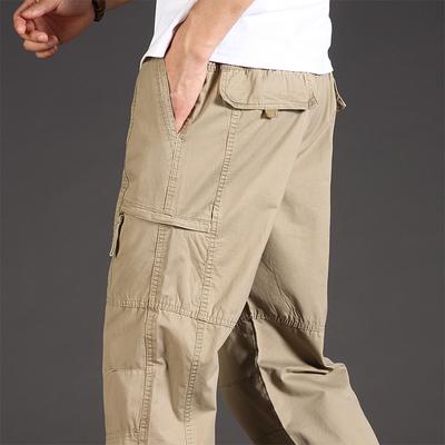 Man Casual Cargo Pants Zipper Pockets Big and Tall Sports Outdoor Outfits Khaki Grey Men's Trousers