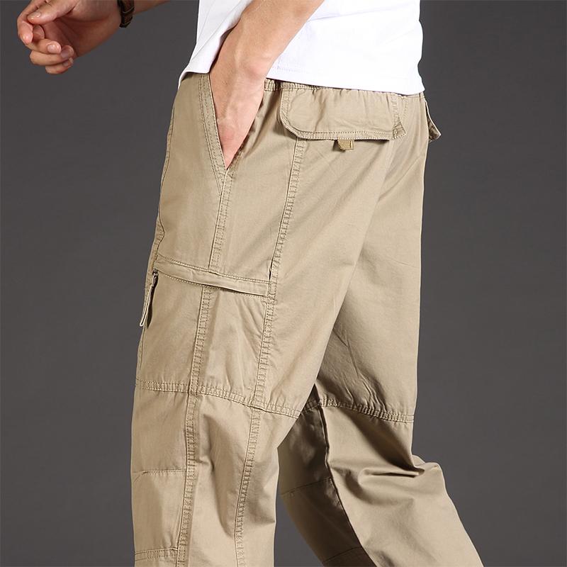 

Man Casual Cargo Pants Zipper Pockets Big and Tall Sports Outdoor Outfits Khaki Grey Men s Trousers S чорний