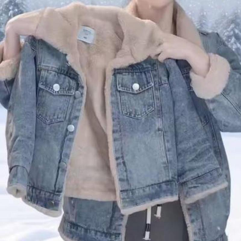 Girls Padded Denim Coat Boys Thicken Jacket Winter Children's Velvet Outerwear Autumn Warm Loose Parkas Kids Fashion Clothe