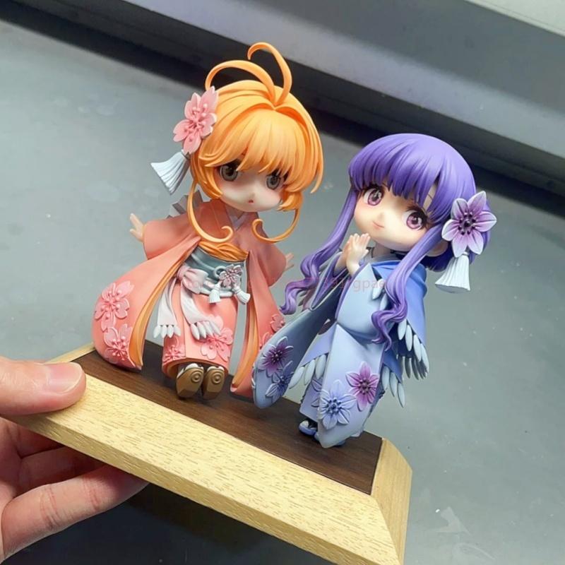 Cardcaptor New Sakura Q Version Sakura Kimono Cute Trendy Anime Figures Gk Statue Collectible Girl Room Ornament Festival Gifts