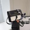 Popular fresh and sweet silk scarf small square bag 2025 summer new trendy fashion women's bag foreign style shoulder messenger bag