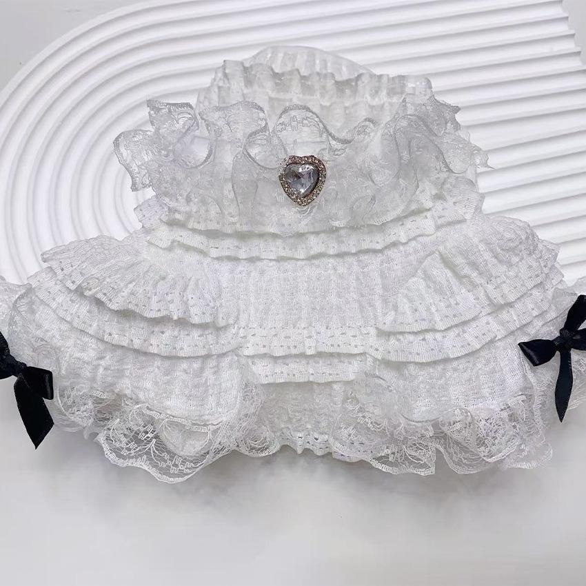Pet Spring High Collar Lace Bottom Shirt Cat Clothes Dog Short Sleeve Pet Clothes Princess Puppy Clothes