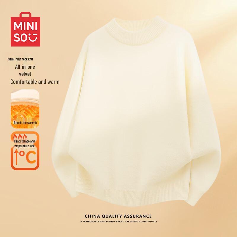 

MINISO Men s Half-Turtleneck Plus Velvet Knit Sweater L