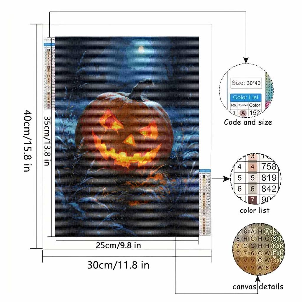 Halloween diamond painting kit handmade diy glowing pumpkin full moon landscape wall art home decoration painting
