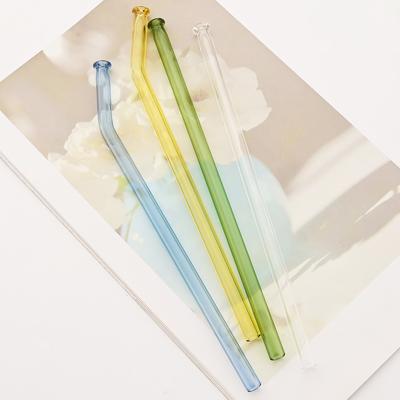 4 Stück Hochborosilikatglas Strohhalm Sets Kreative Mund Glas Strohhalm Milch Tee Saft Cocktail Strohhalm Set mit Bürste Bar Zubehör